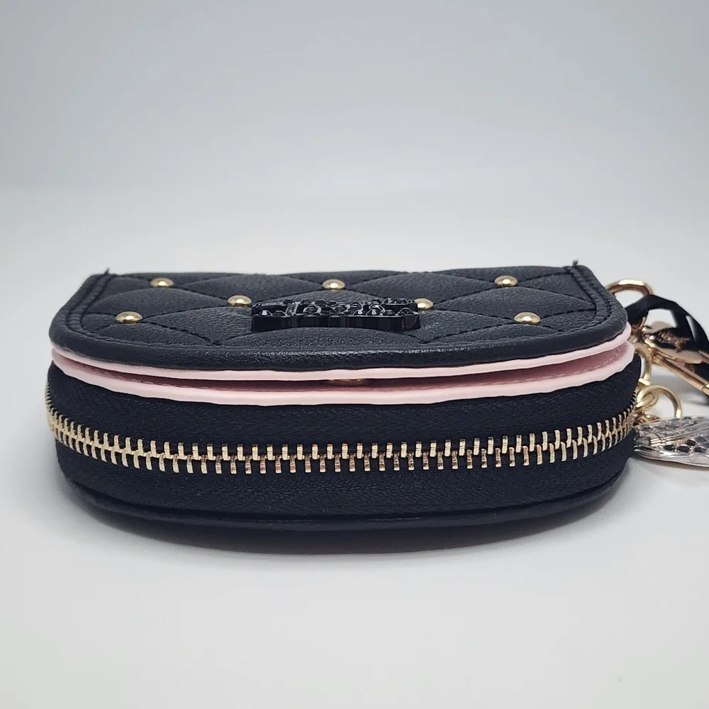 Juicy Couture Black Quilted Coin Purse with Mirror NWT Gold Studs & JC Logo